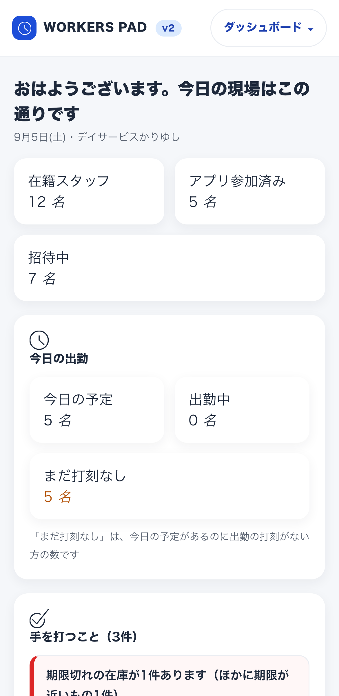 スタッフのスマホ画面